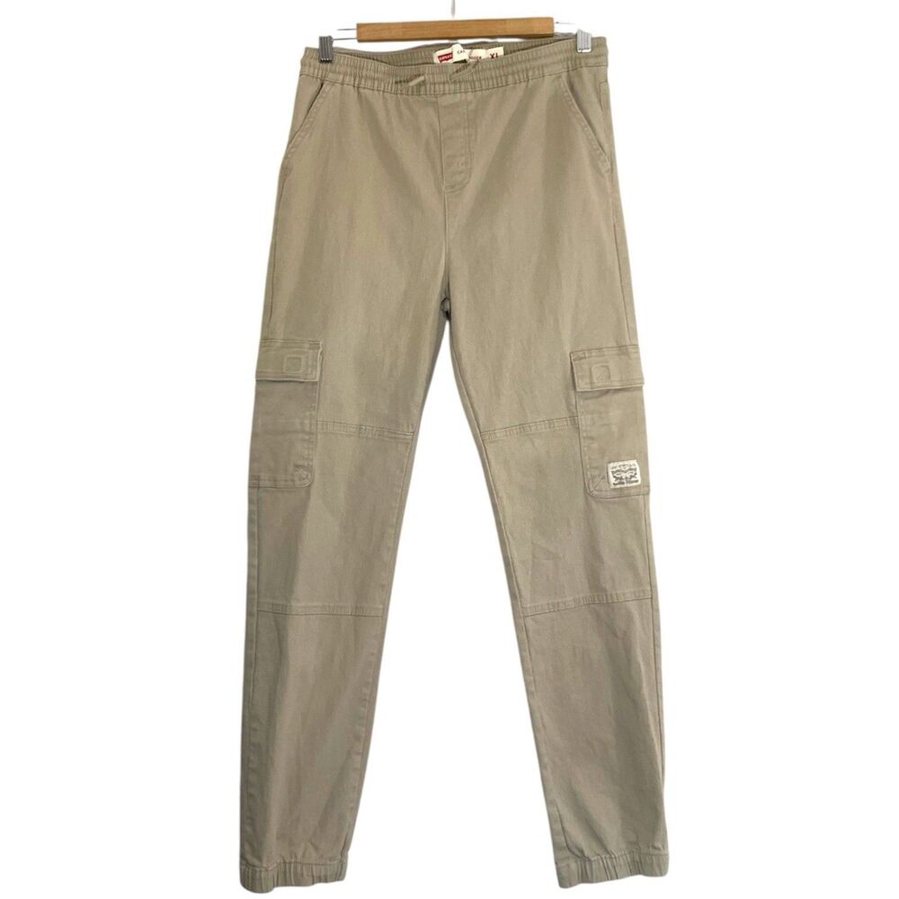 Levis Cargo Joggers Boys XL 13-15 Khaki Brown‎ Stretch Waist School Streetwear